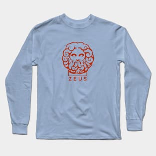 Zeus, Ancient Greece mythology, Stylized head with red ink Long Sleeve T-Shirt